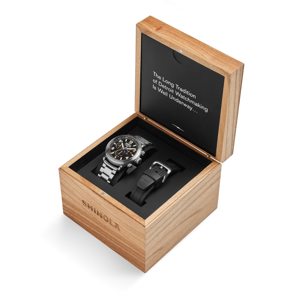 Runwell Chronograph West Wind Watch Gift Set with Additional Strap - Black