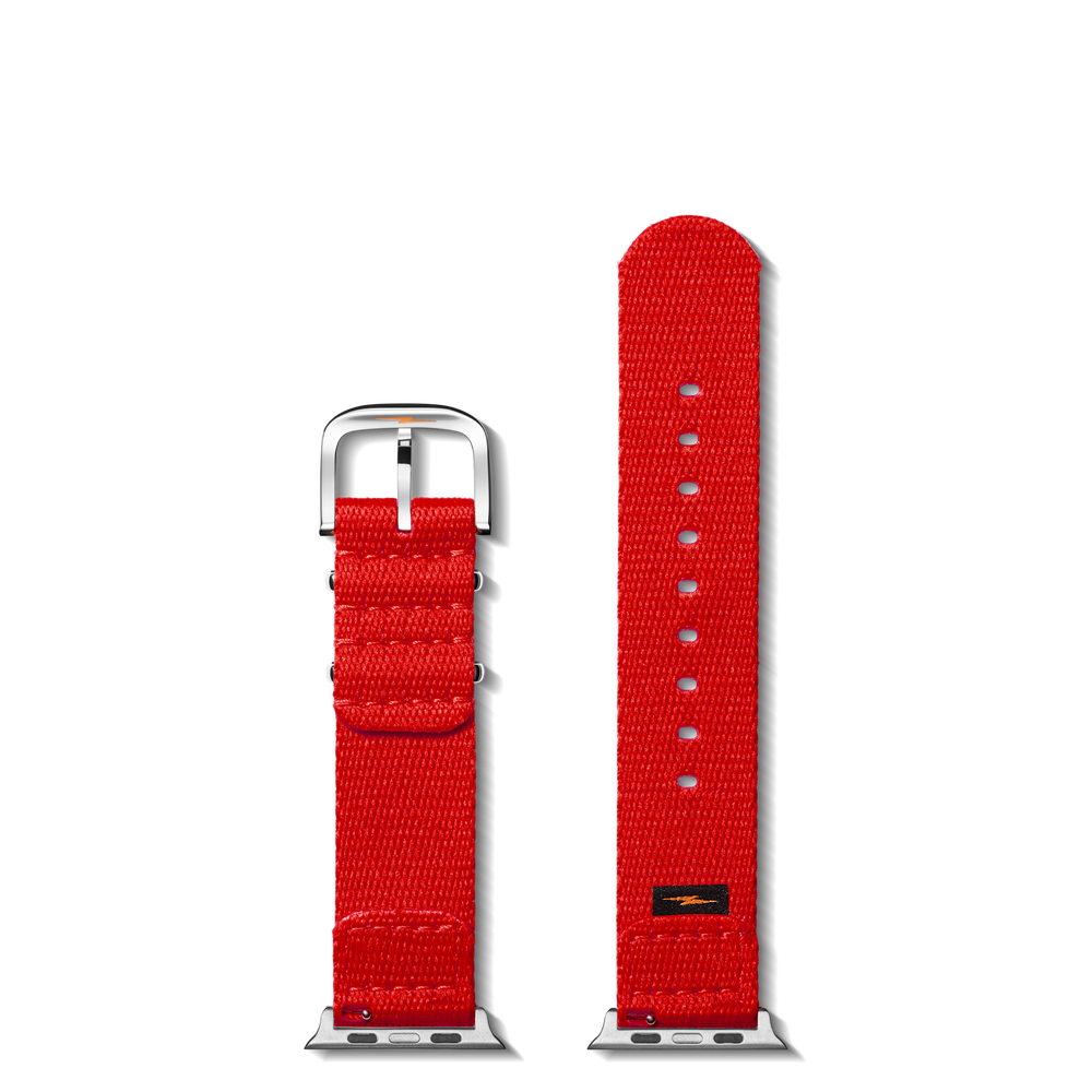 24mm Red Split Nylon Apple Watch Strap - Red