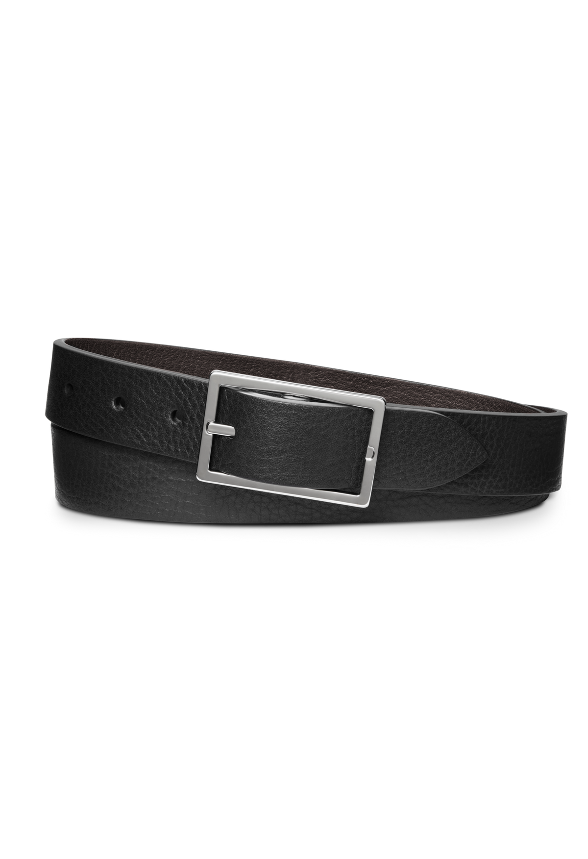 1 1/4" Reversible Rectangle Buckle Belt - Black