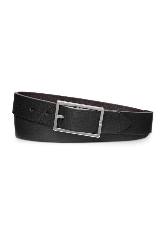 1 1/4" Reversible Rectangle Buckle Belt - Black