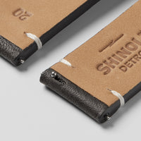 20mm Grizzly Black Leather Watch Strap - Grizzly Black