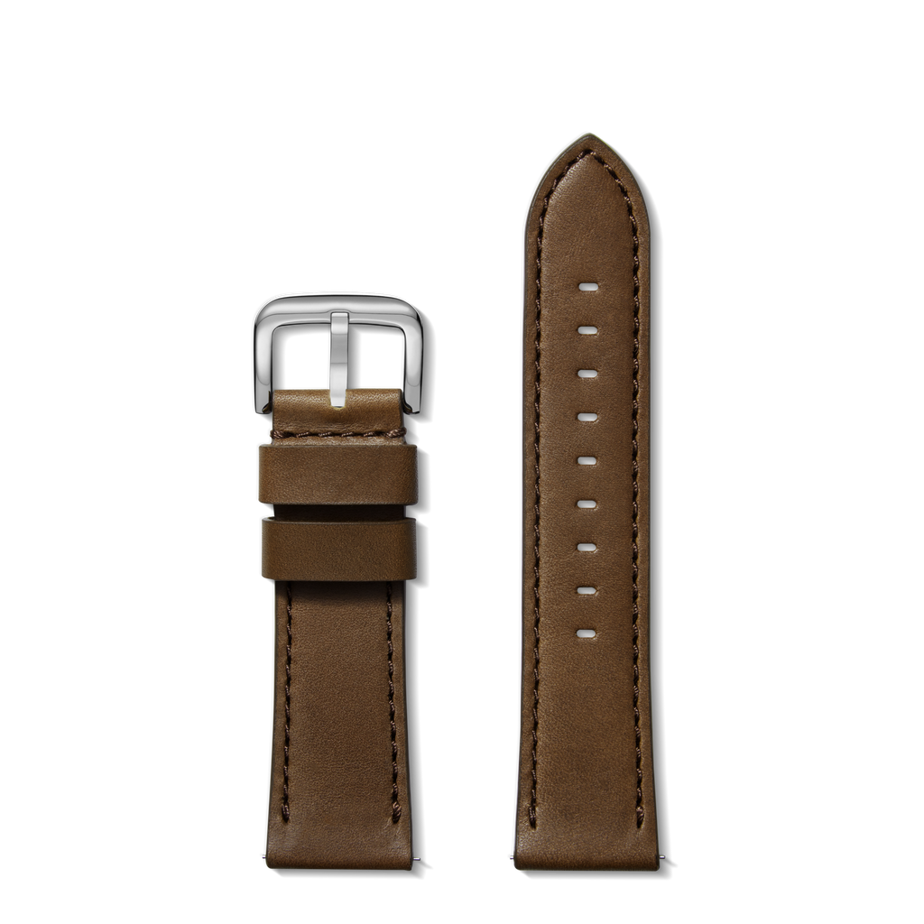 24mm Dark Nut Leather Watch Strap Dark Nut