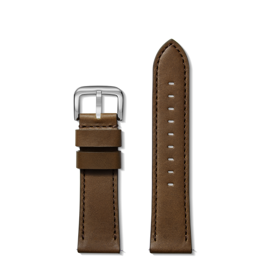 24mm Dark Nut Brown Leather Watch Strap - Dark Nut Brown
