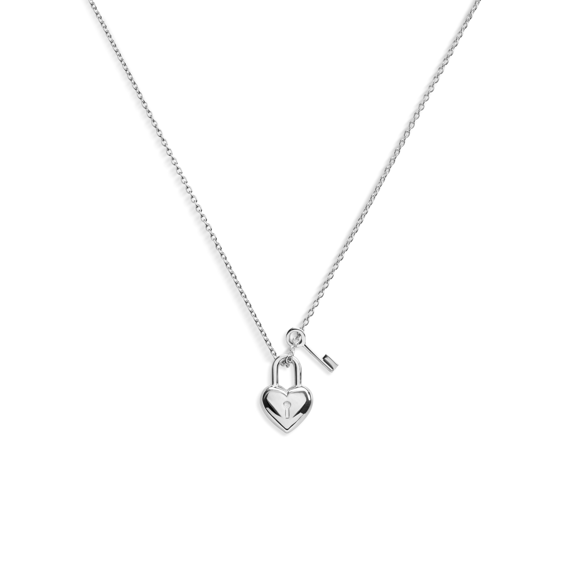 Heart and Lock Pendant Necklace