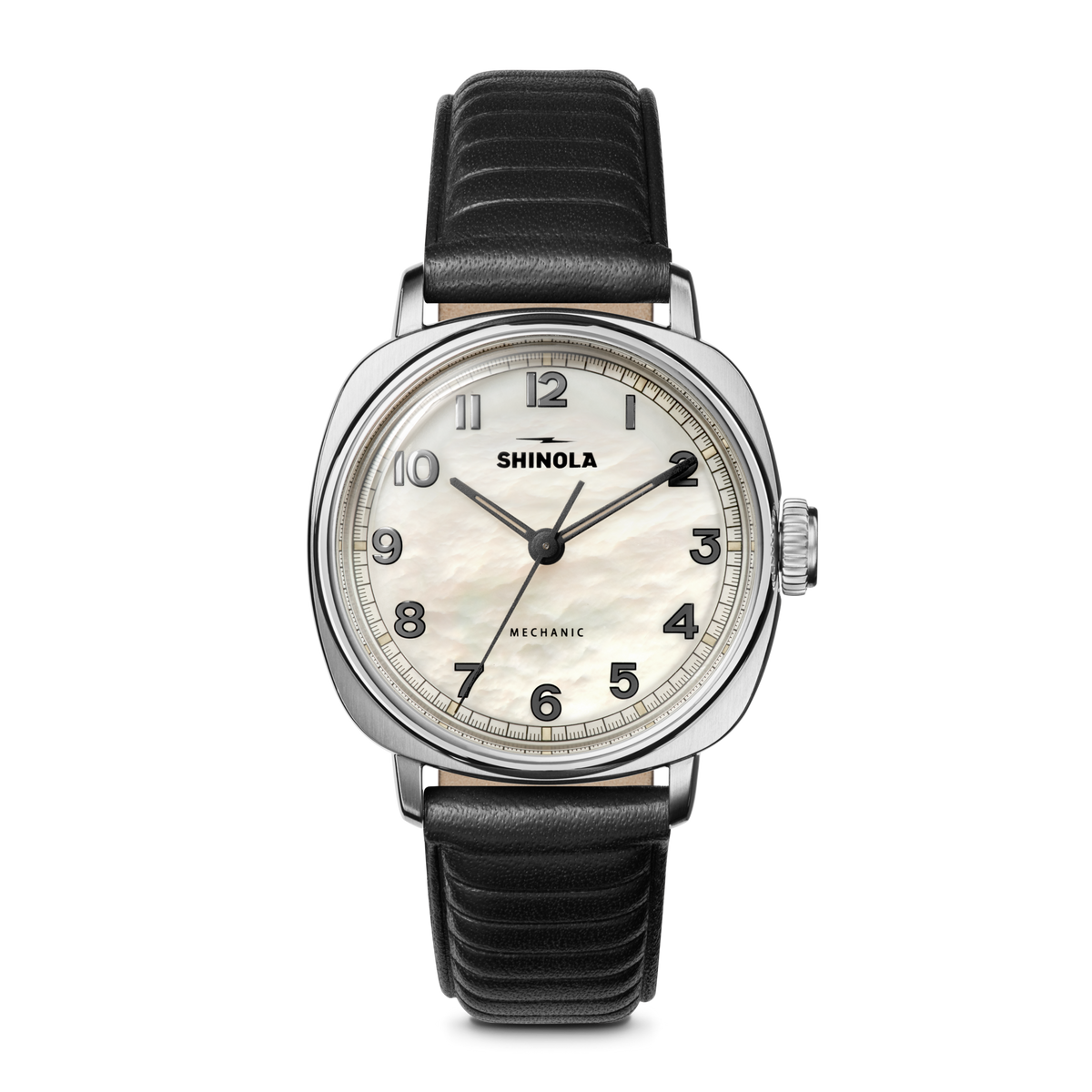 Mechanic Watch - Mother of Pearl/Black Leather Strap