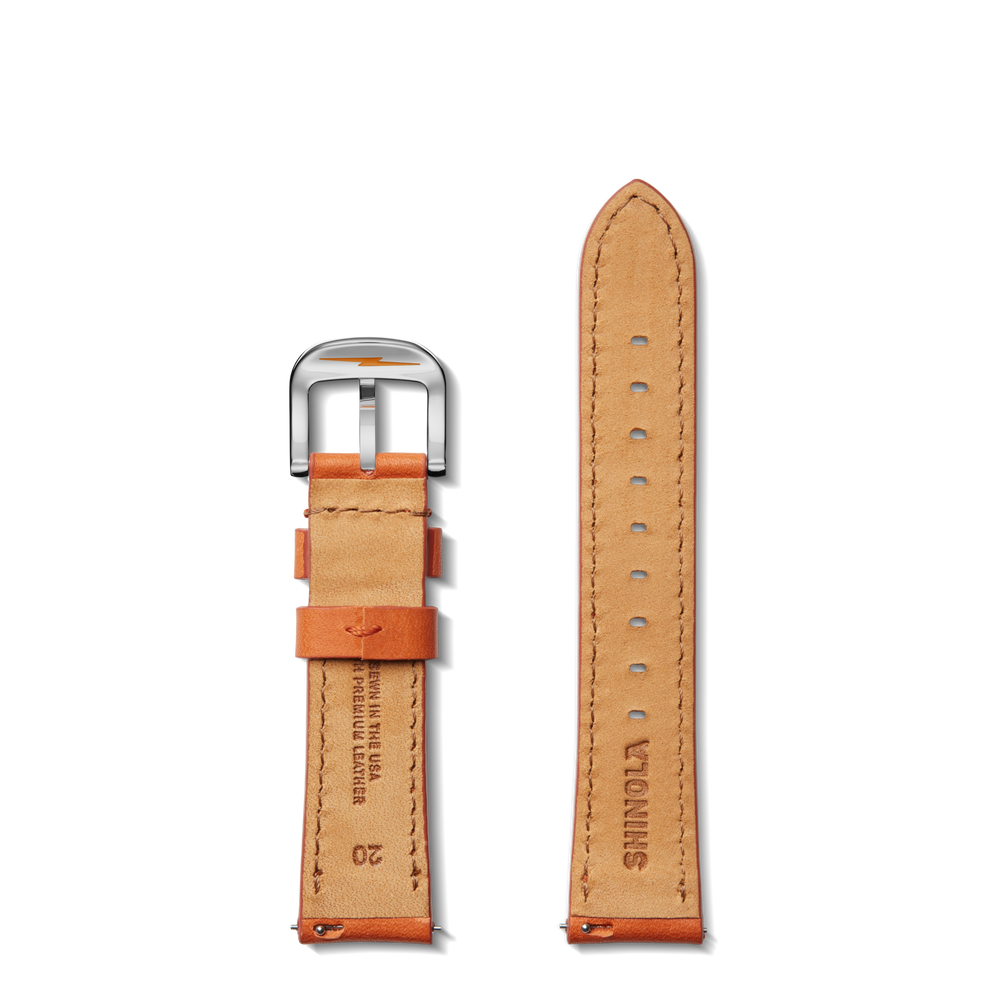 20mm Tangerine Leather Watch Strap - Tangerine