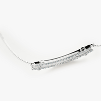 Diamond Pave Rivet Double Row Necklace - White Gold