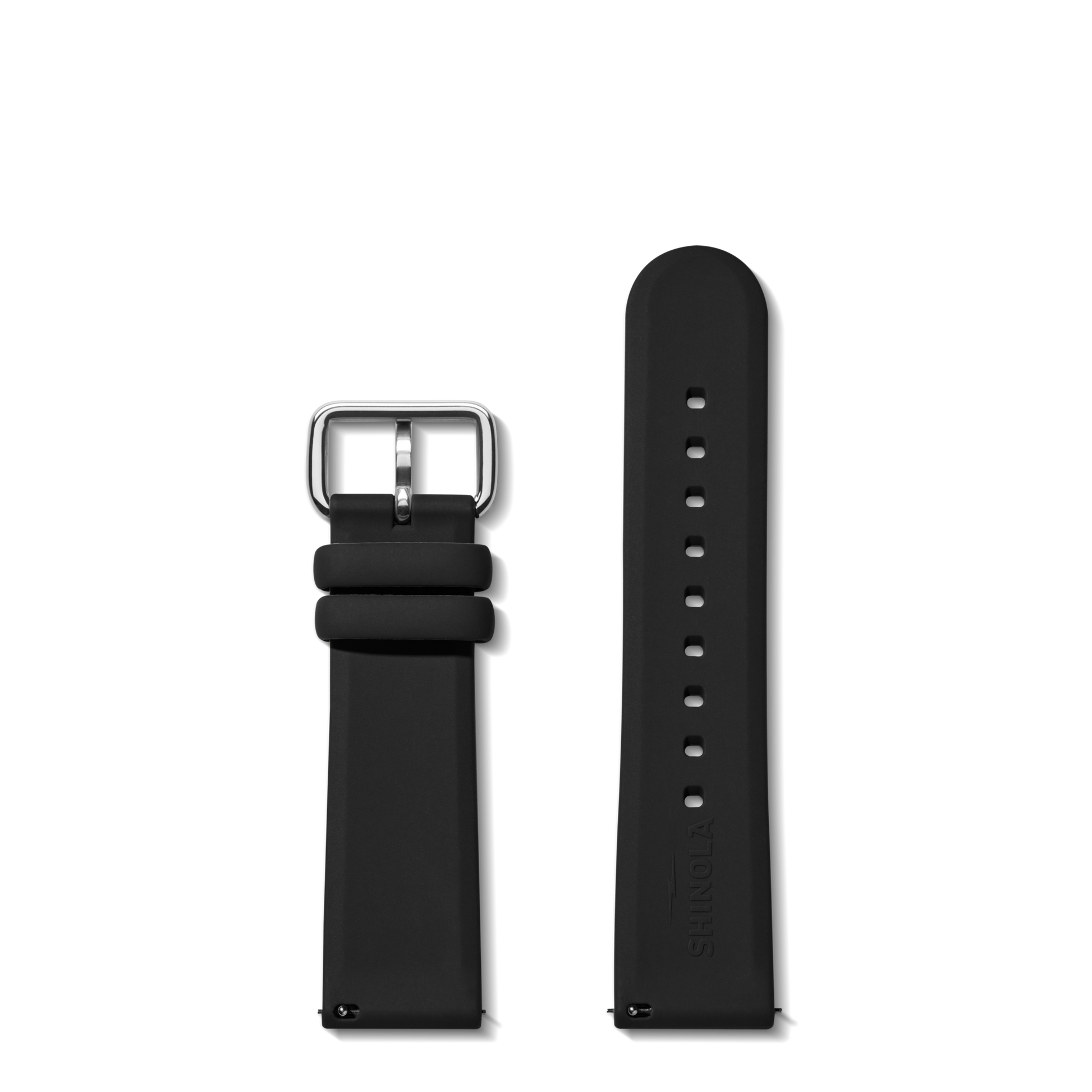 22mm Black Silicone Watch Strap (Long) - Black