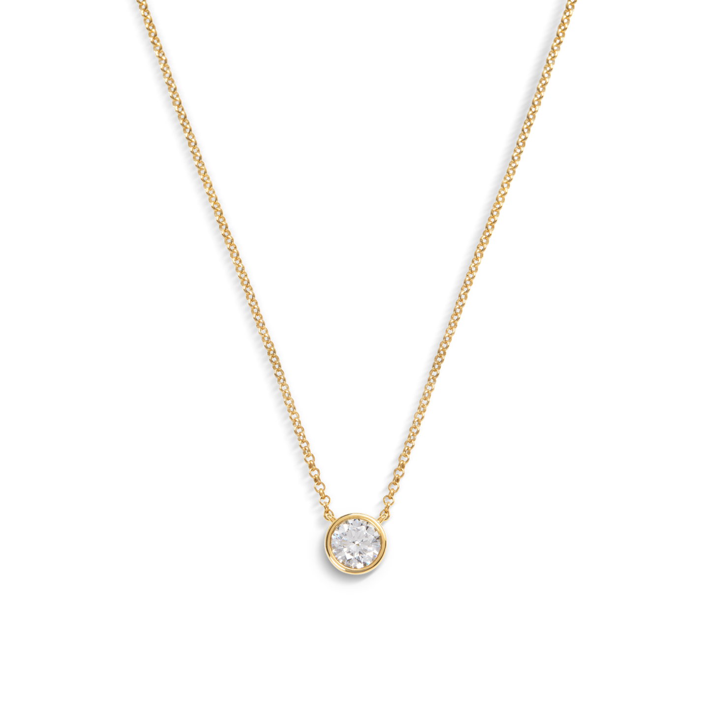 1 Carat Round Diamond Necklace - Yellow Gold