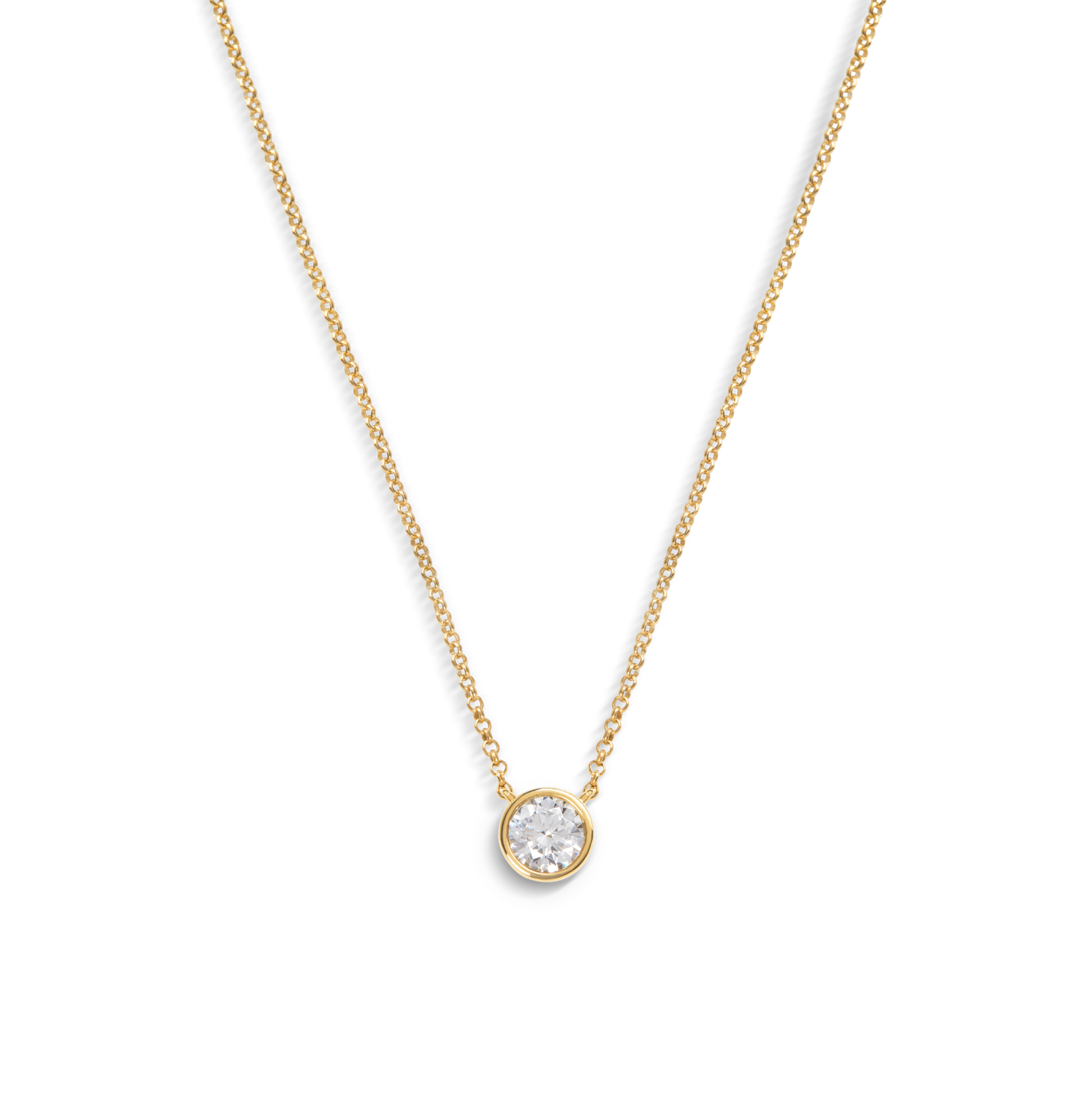 1 Carat Round Diamond Necklace - Yellow Gold