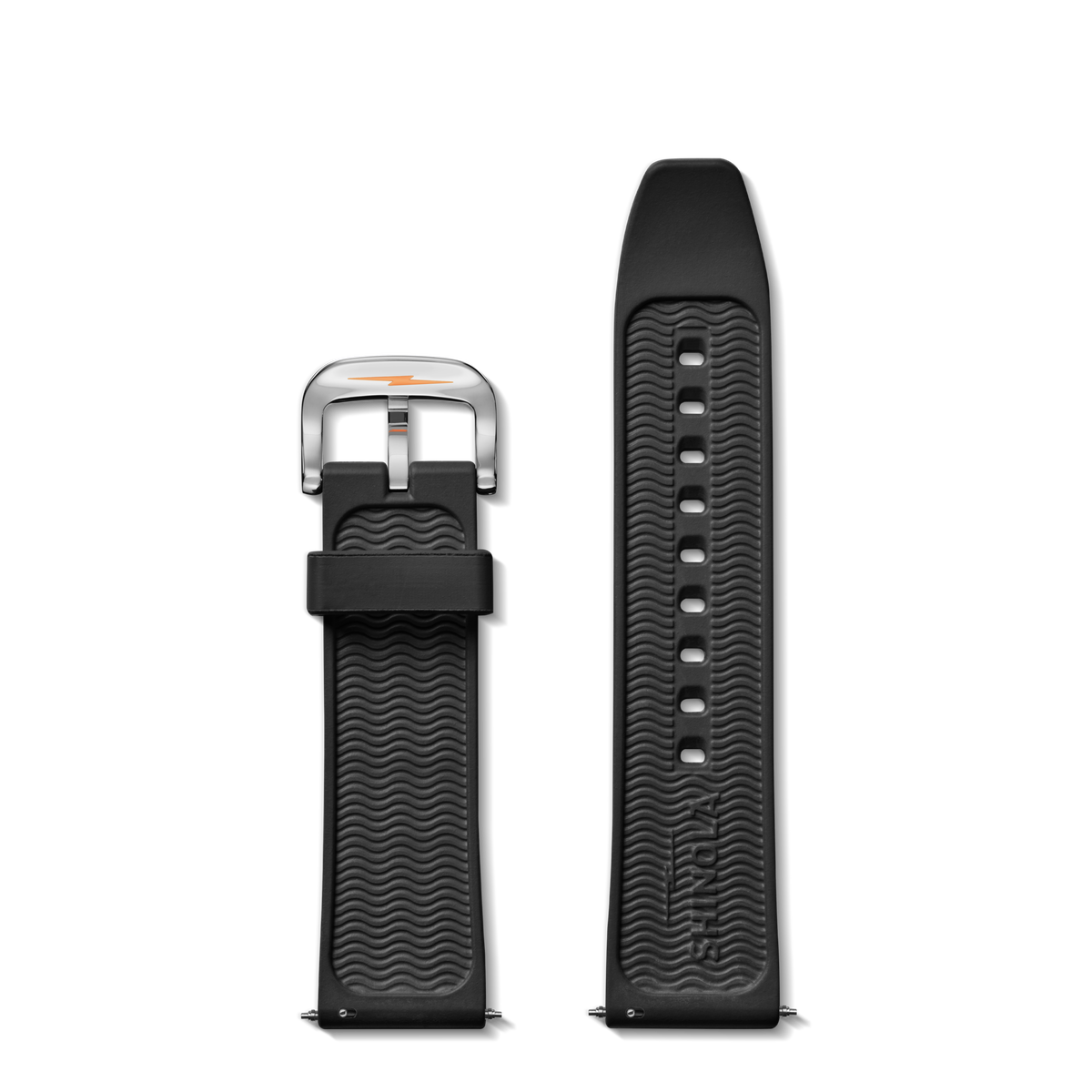 24mm Black Rubber Watch Strap - Black