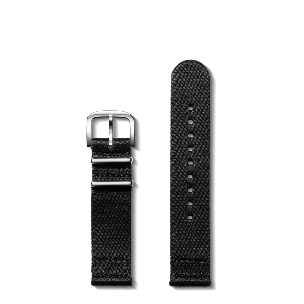 20mm Black G10 Nylon Watch Strap - Black