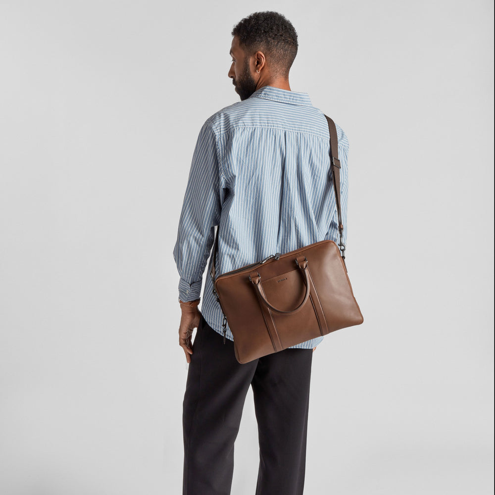 Computer Briefcase - Medium Brown
