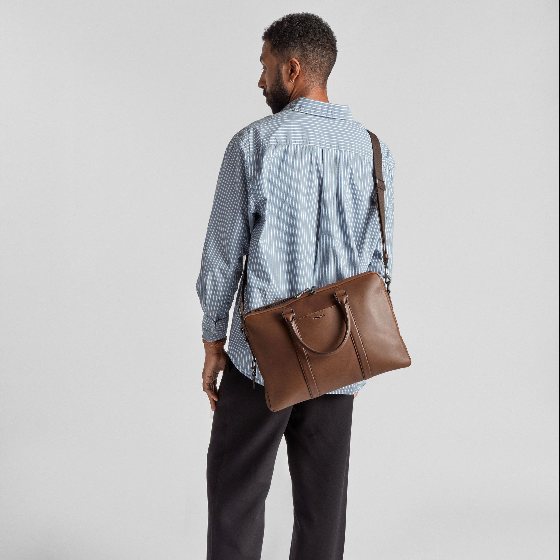 Computer Briefcase - Medium Brown