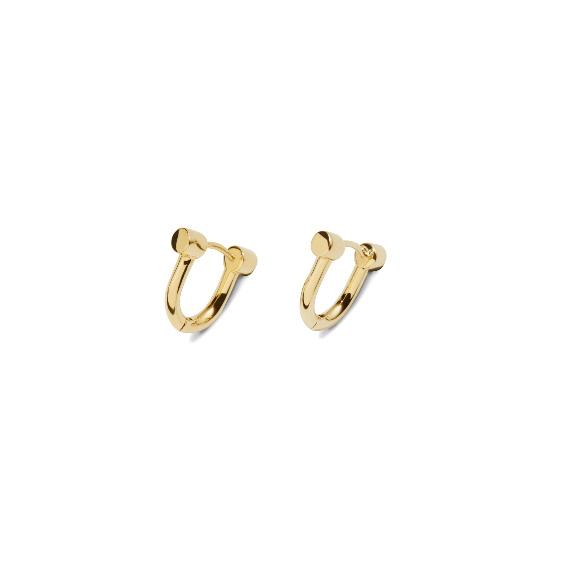 Bike Lock Huggie Earrings - Yellow Gold