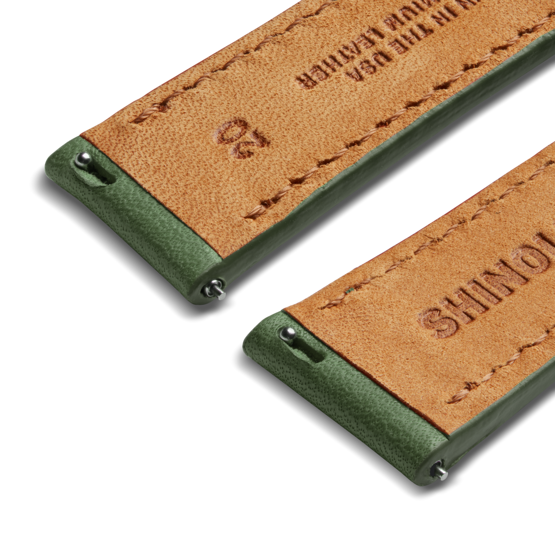 20mm Green Leather Watch Strap - Green