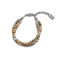 Double Row Petoskey Beaded Bracelet - Sterling Silver