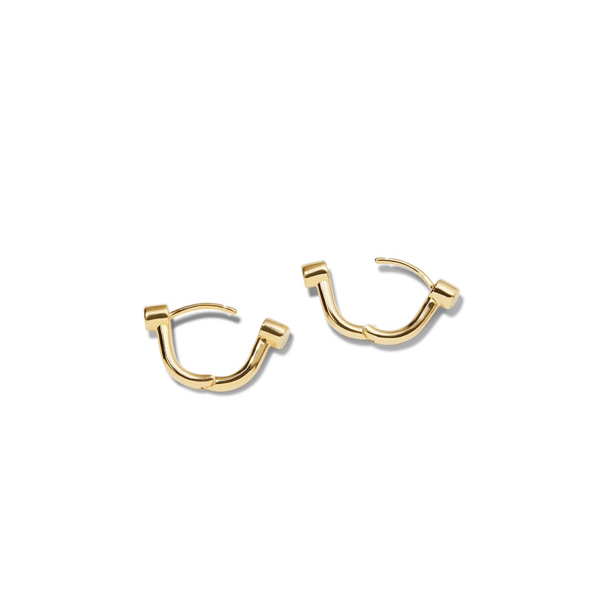 Bike Lock Huggie Earrings - Yellow Gold