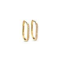 Diamond Book Charm Hoop Earrings - Yellow Gold