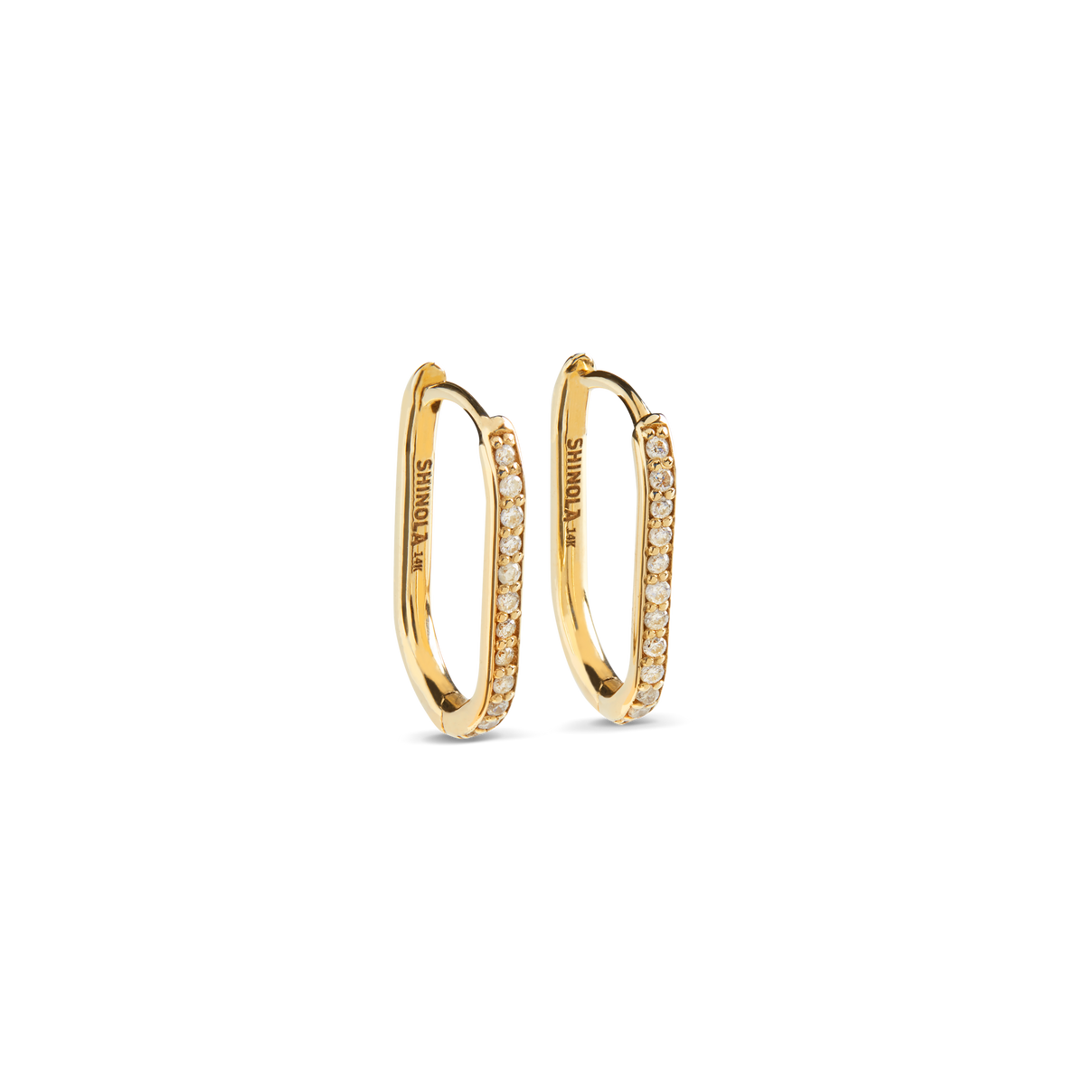 Diamond Book Charm Hoop Earrings - Yellow Gold