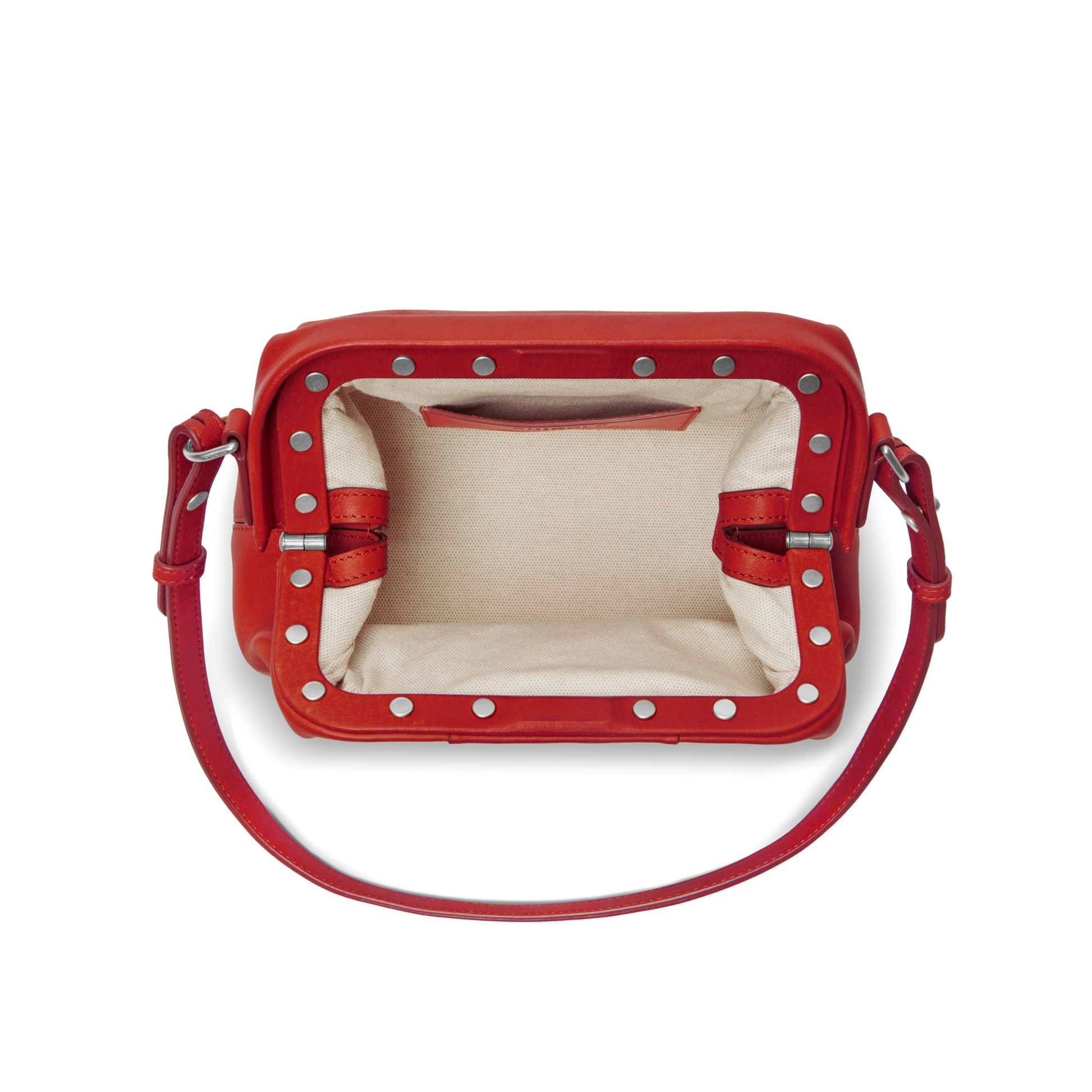 Rivet Frame Shoulder Bag - Tomato