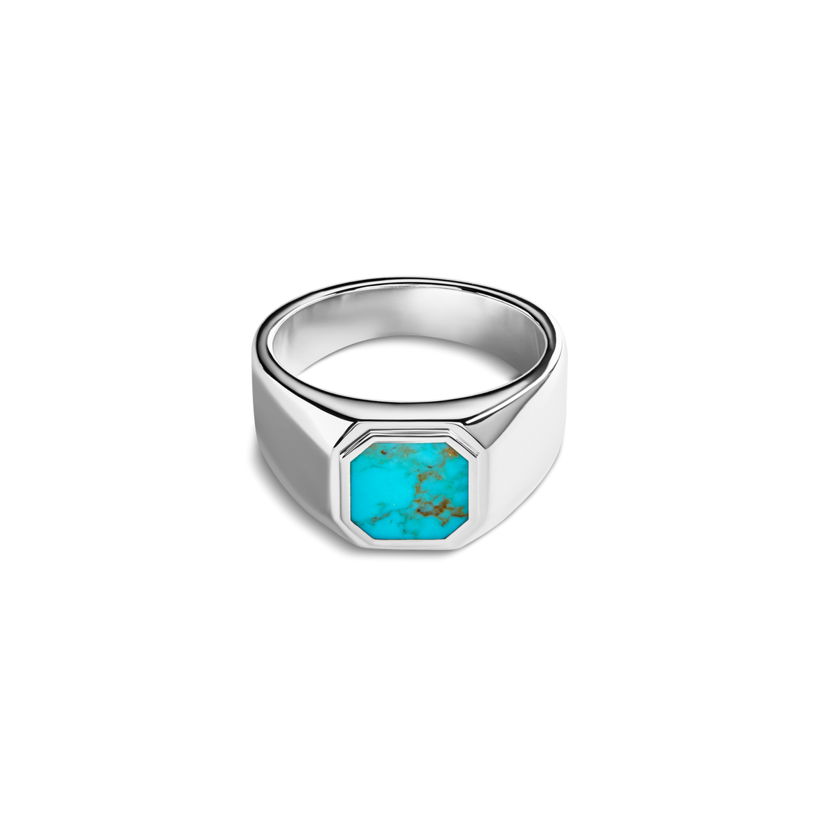 Octagonal Inlay Signet Ring Turquoise