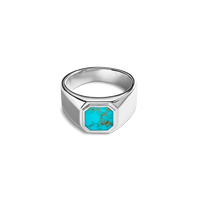 Octagonal Inlay Signet Ring Turquoise