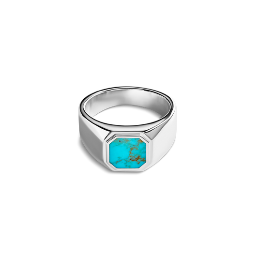 Octagonal Inlay Signet Ring Turquoise