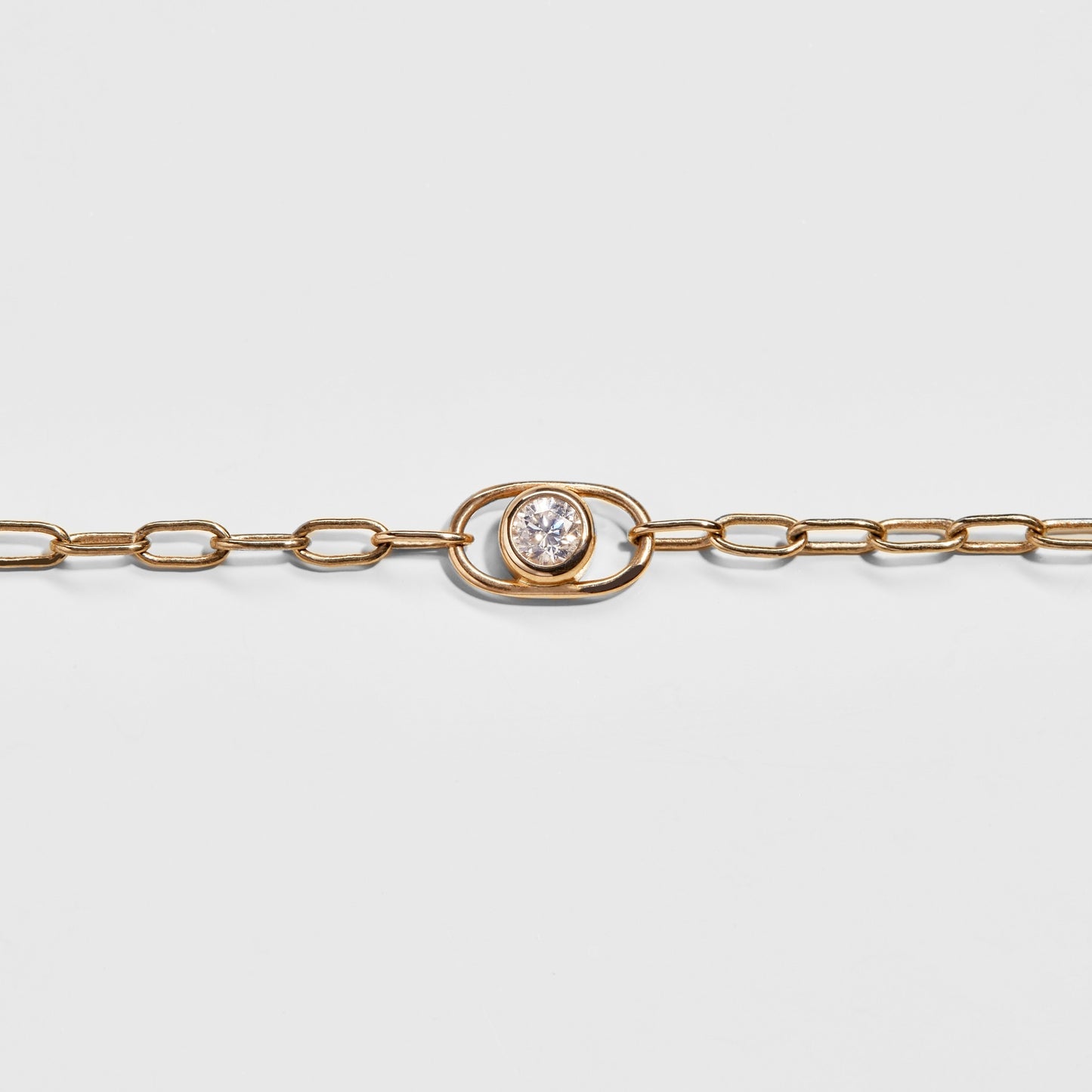Diamond Rivet Oval Charm Necklace - Yellow Gold