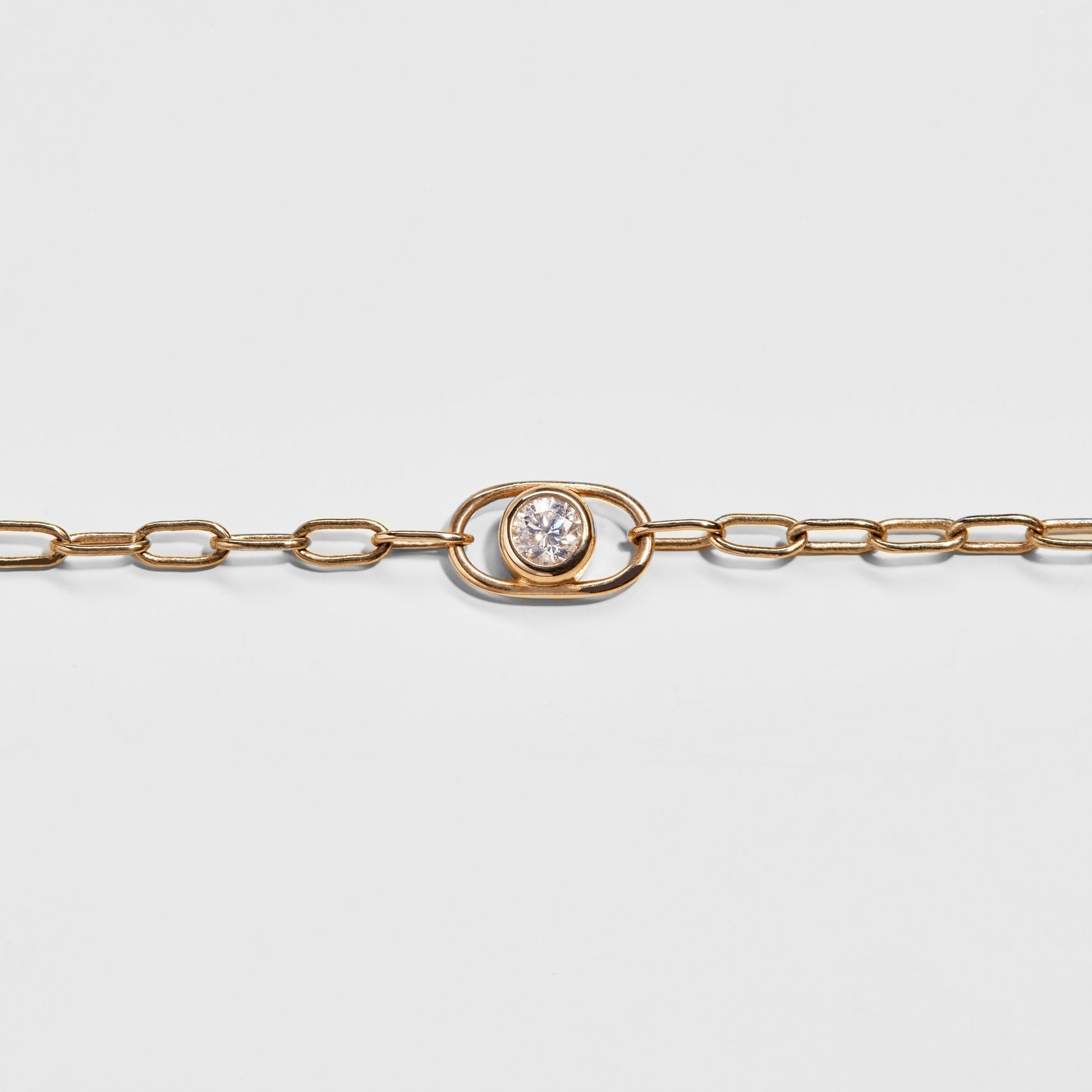Diamond Rivet Oval Charm Necklace - Yellow Gold