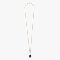 Diamond Pave Lapis Pendant Necklace - Yellow Gold