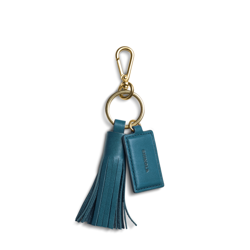 Leather Tassel Keychain - Emerald