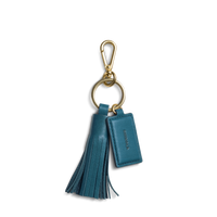 Leather Tassel Keychain - Emerald