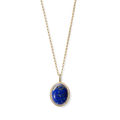 Diamond Pave Lapis Pendant Necklace - Yellow Gold