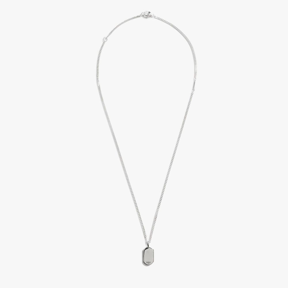 21mm Onyx Tag Necklace - Sterling Silver