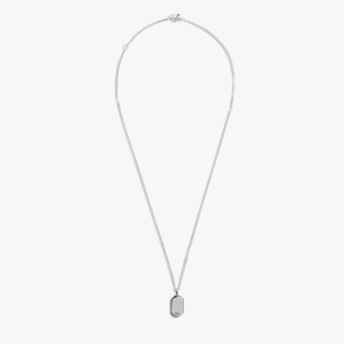 21mm Onyx Tag Necklace - Sterling Silver