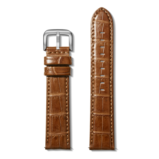 22mm Cognac Alligator Leather Watch Strap - Cognac