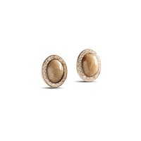 Diamond Pave Book Petoskey Studs - Yellow Gold