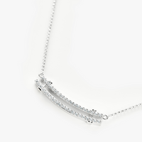 Diamond Pave Rivet Double Row Necklace - White Gold