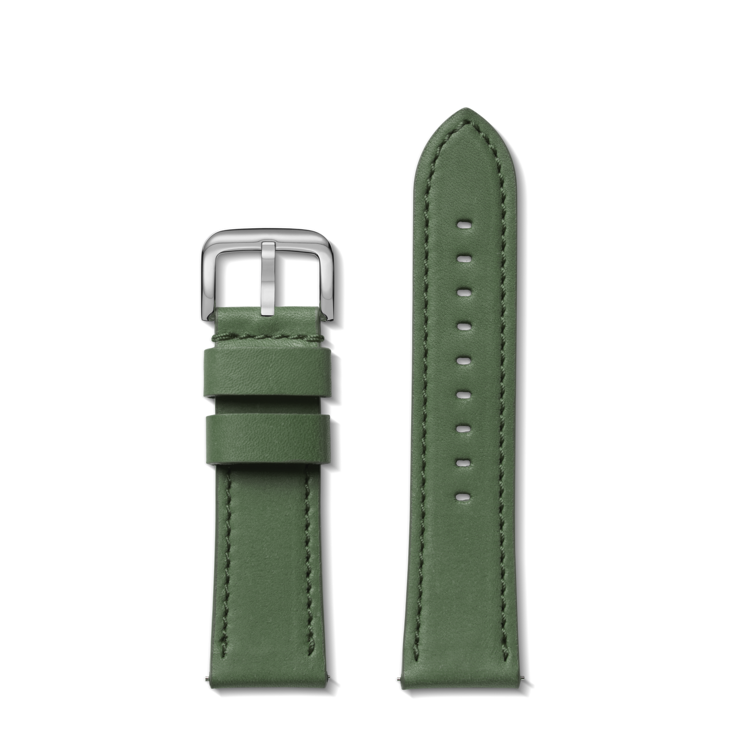 24mm Green Leather Watch Strap - Green