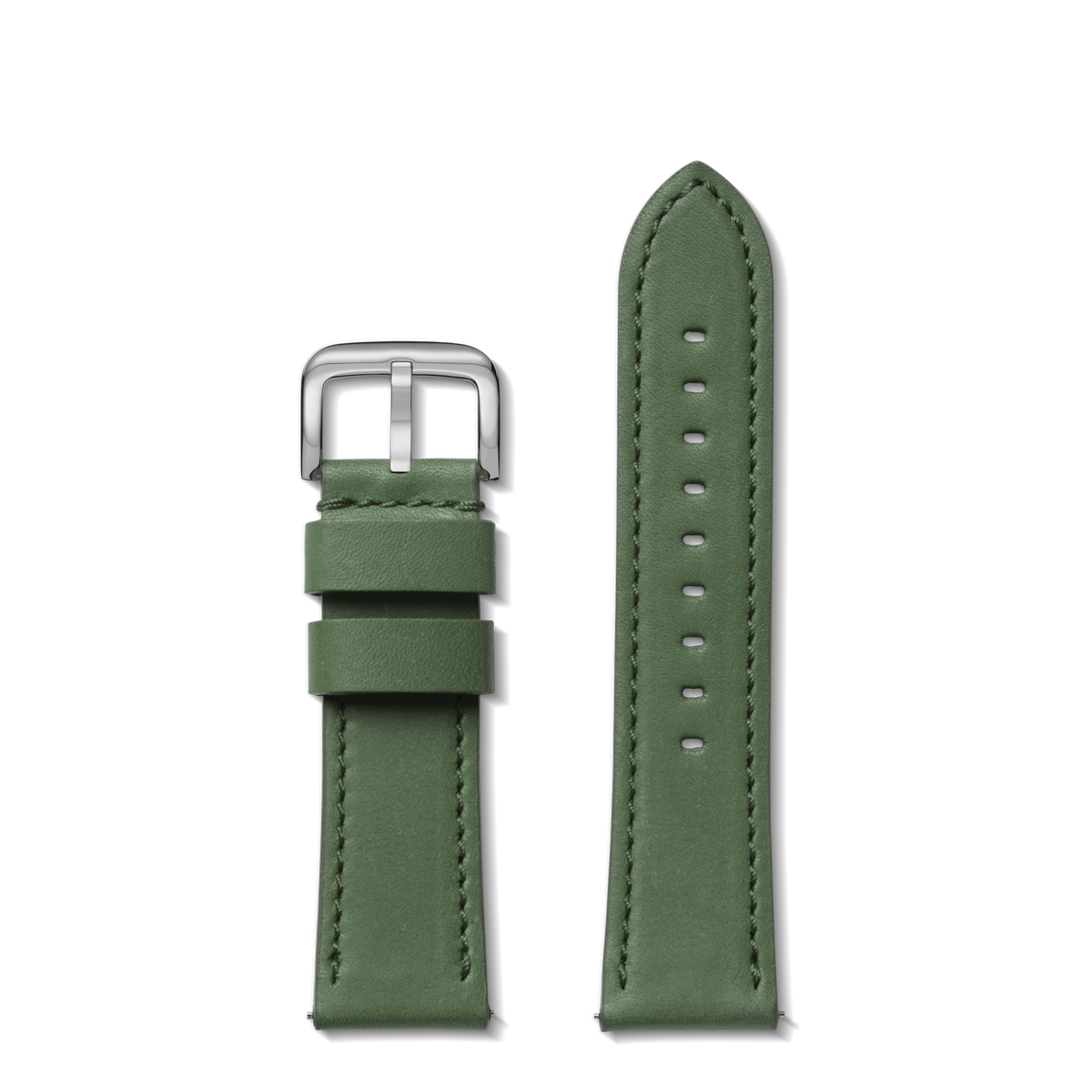 24mm Green Leather Watch Strap - Green