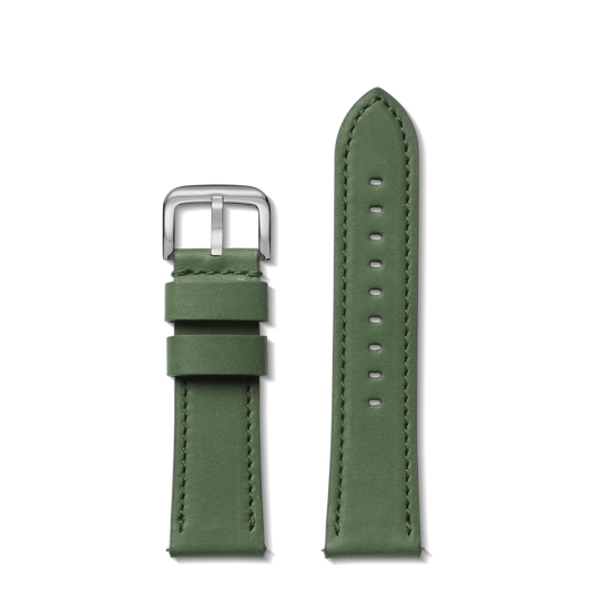 24mm Green Leather Watch Strap - Green