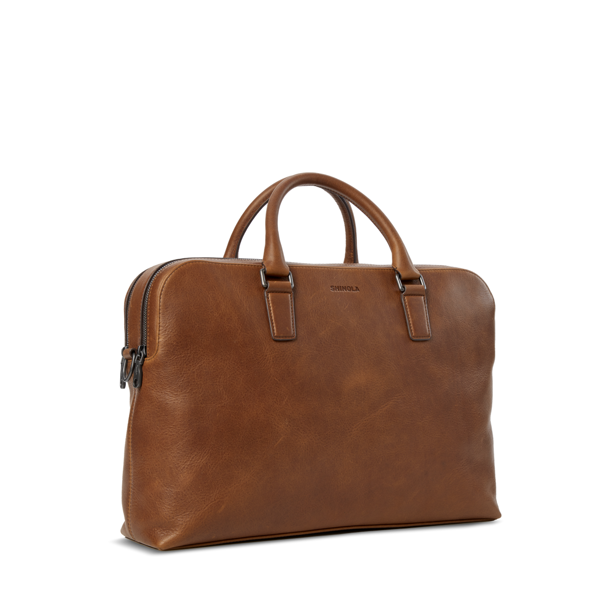 Double Zip Briefcase - Medium Brown