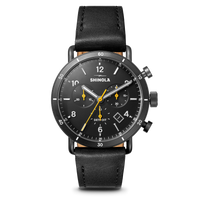 Canfield Sport Chronograph Watch - Black Leather Strap