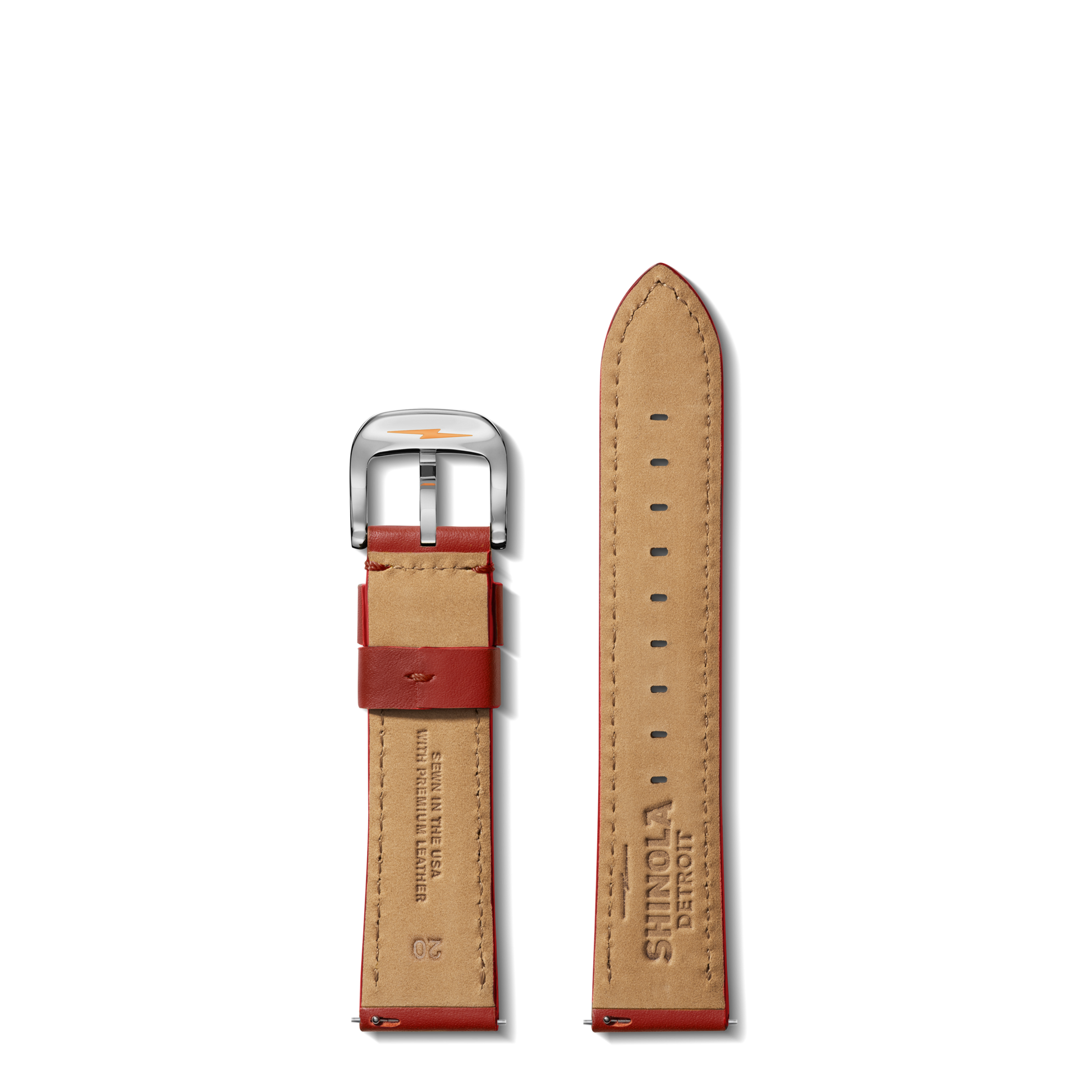 20mm Pop Red Leather Watch Strap - Pop Red
