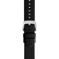 24mm Black Leather Watch Strap  - Black