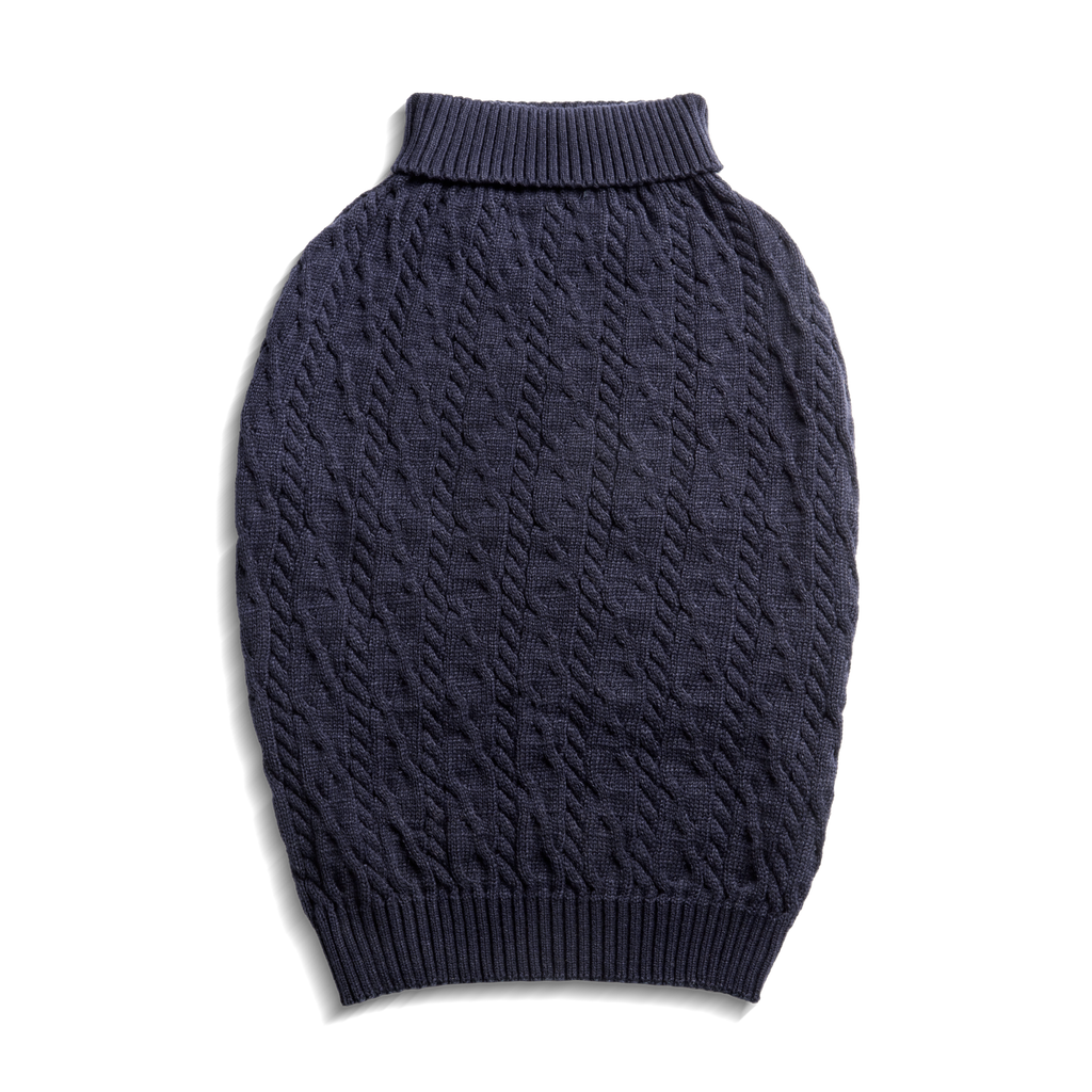 Cable Knit Dog Sweater - Navy