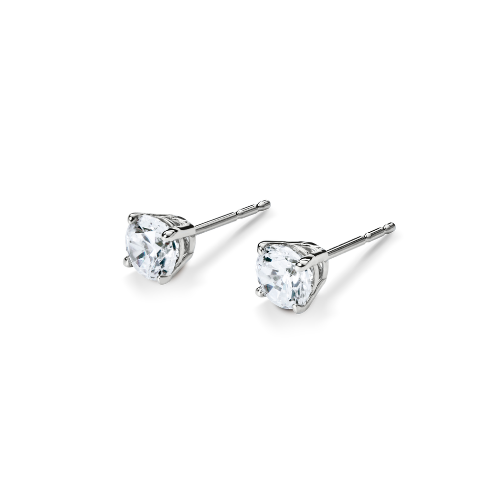1 Carat Round Diamond Studs - White Gold