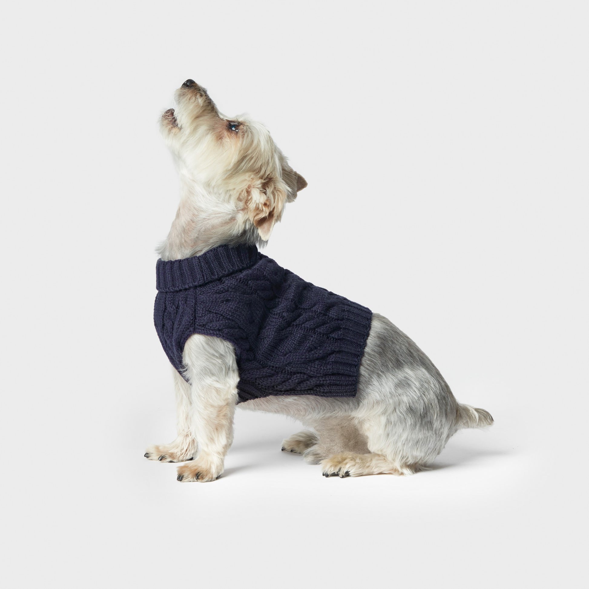 Cable Knit Dog Sweater - Navy