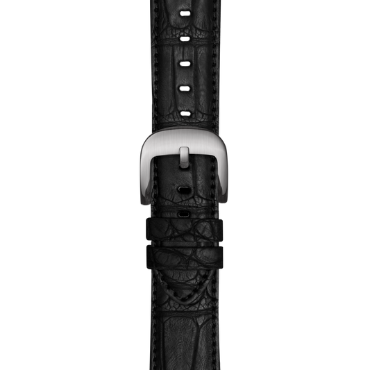 20mm Black Alligator Leather Apple Watch Strap - Black